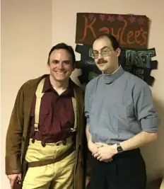  ?? ?? Chris Tobias, left, dressed as “Firefly” character Capt. Malcolm “Mal” Reynolds with Ed Sauerland, dressed as Shepherd Derrial Book, at the 2017 “Can’t Stop the Serenity” event in Dormont.