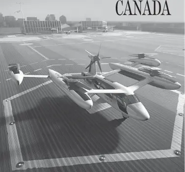  ?? UBER / THE CANADIAN PRESS ?? Vertical takeoff and landing craft (VTOLs), like this model from Uber, could be up and running in urban areas by the mid-2020s, according to reports and the dozen or so companies striving to build the first generation of flying cars.