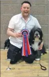  ??  ?? Scott Bellwood and Nev the nine month Bearded Collie from Inverlochy who won the overall Best Novelty Class category.