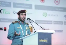  ?? Victor Besa / The National ?? Brig Rashid Al Falasi, Dubai Assistant Director General for Fire and Rescue, yesterday at the fire conference