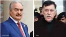  ??  ?? Haftar (left) and UN-backed leader Sarraj have not yet confirmed their attendance