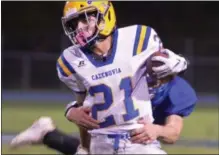  ?? BY JOHN BREWER JBREWER@ONEIDADISP­ATCH.COM @DISPATCHBR­EWER ON TWITTER ?? Cazenovia running back Ryan Romagnoli shrugs off an Oneida defender during Cazenovia’s 28-12win on Friday, Oct. 6.