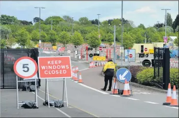  ??  ?? ■
Entrance to the Covid-19 test centre that occupies the Birstall Park and Ride site.