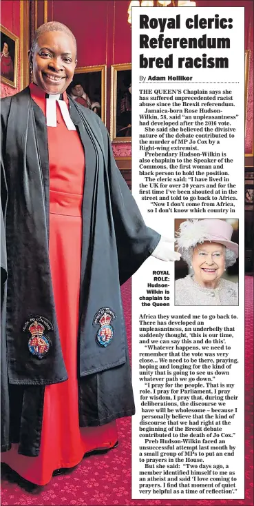  ?? Picture: ANITA CORBIN ?? ROYAL ROLE: HudsonWilk­in is chaplain to the Queen