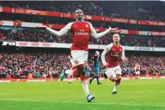  ?? Reuters ?? Arsenal’s Danny Welbeck celebrates scoring the third goal during the Premier League match against Southampto­n.