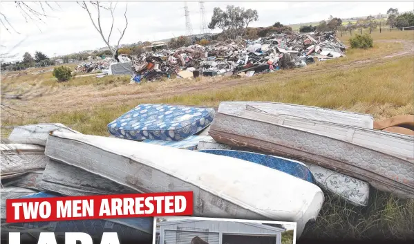  ?? Pictures: ALAN BARBER ?? DUMPING GROUND: Matresses pile up at the Patullos Rd site in Lara, where there have been multiple fires reported.