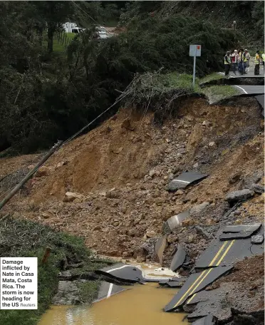  ??  ?? Damage inflicted by Nate in Casa Mata, Costa Rica. The storm is now heading for the US Reuters