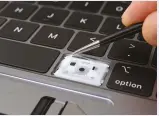  ??  ?? The 2018 MacBook Pros have a new silicone membrane beneath each key cap.