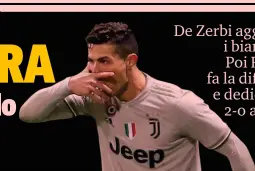  ??  ?? La citazione Cristiano Ronaldo, 34 anni, esulta alla Dybala dopo la rete del 2-0 al Sassuolo