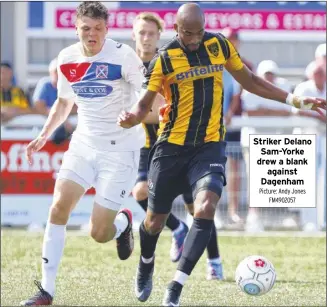  ?? Picture: Andy Jones FM4902057 ?? Striker Delano Sam-Yorke drew a blank against Dagenham