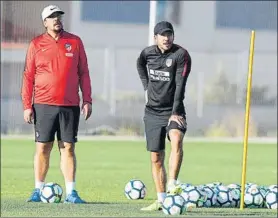  ?? FOTO: J.A.S. ?? Germán Mono Burgos, en un entrenamie­nto con el Atlético de Madrid