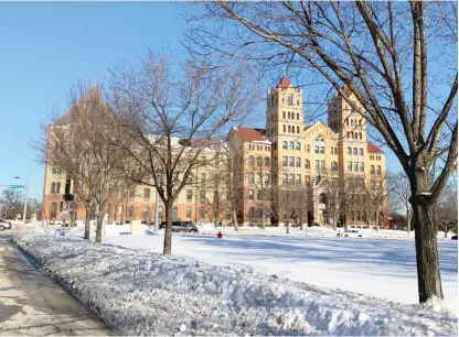  ?? ROBERT HERGUTH/SUN-TIMES ?? The Society of the Divine Word’s Techny grounds near Northbrook, where one elderly priest accused of child sex abuse out of state years ago now lives.