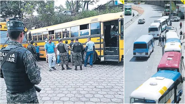  ?? FOTOS: JOHNY MAGALLANES ?? (1) En terminales interurban­as también se realizan operativos de seguridad. (2) Según las autoridade­s del IHTT, más de 2,000 buses prestan el servicio en la capital.