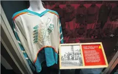  ?? ARLEN REDEKOP ?? A North Shore Indians lacrosse jersey is part of the new Indigenous Sport Gallery at the B.C. Sports Hall of Fame at B.C. Place.