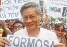  ??  ?? File photo of Nguyen joining a gathering to protest against Taiwanese enterprise Formosa Plastic, to demand cleaner waters in the central regions after mass fish deaths in recent weeks, in Hanoi,Vietnam. — Reuters photo