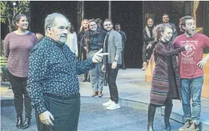  ?? RICK MADONIK TORONTO STAR ?? Director Michael Patrick Albano, top left, figures out staging for Kurt Weill's StreetScen­e in MacMillan Theatre at the University of Toronto.