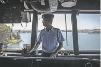  ?? ANDREW BURTON/THE NEW YORK TIMES ?? Capt. Nathan Moore of the U.S. Coast Guard cutter Stratton. Halting drugs is becoming increasing­ly difficult for the Coast Guard, which has operated with flat budgets even as its mission has expanded.