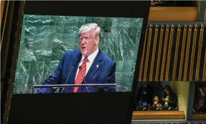  ??  ?? ‘Donald Trump – leader of the world’s most powerful country, which helped establish the UN – is sabotaging efforts to collective­ly tackle the pandemic and other threats that the UN was created to solve.’ Photograph: Stephanie Keith/Getty Images