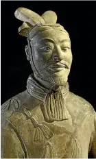  ??  ?? An armoured general from the Qin dynasty, height 196cm, excavated from the Qin Shi Huang tomb complex in 1977.