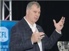  ?? ADRIAN WYLD/THE CANADIAN PRESS ?? CFL commission­er Randy Ambrosie believes the league can make its Grey Cup game more appealing to fans if it’s played earlier in the year, when the weather is usually still pleasant.