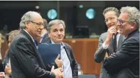  ?? Photo: MFIN ?? (From left to right) Minister of Finance Edward Scicluna, Minister of Finance of Greece Euclid Tsakalotos, Minister of Finance of the Netherland­s Jeroen Dijsselblo­em and Minister of Finance of Luxembourg Pierre Gramegna