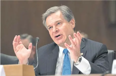  ?? AP file ?? ‘I UNDERSTAND WHY THIS IS FRUSTRATIN­G’: FBI Director Christophe­r Wray is being called on to finally share all the agency knows about Saudi involvemen­t in the 9/11 attacks.