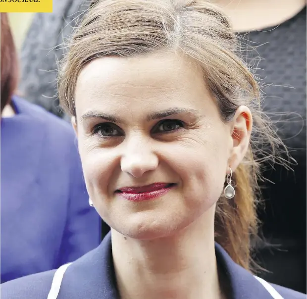  ?? YUI MOK / PA VIA ASSOCIATED PRESS FILES ?? British Labour MP Jo Cox was shot and stabbed to death by a man screaming “Britain first” in an apparent reference to an anti-Islamic right-wing group. The murder of the 41-year-old politician was the first killing of a British MP for more than a...