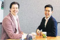  ?? CONTRIBUTE­D PHOTO ?? Facebook Canada's managing director Garrick Tiplady, left, said he was impressed with how engaged and curious Charlottet­own's Chris Zhou was with the company.