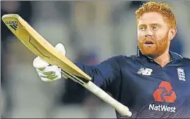  ?? AFP ?? England's Jonny Bairstow scored his maiden ODI century against West Indies at Old Trafford.