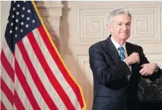  ?? SAUL LOEBSAUL /AFP/GETTY IMAGES ?? Jerome Powell arrives to takes the oath of office as he is sworn in as the new chairman of the Federal Reserve in Washington on Feb. 5.