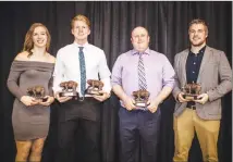  ?? Submitted photo ?? The KODIs Major Award Winners from Thursday night are (left to right): Kristine Ward (female student-athlete of the year), Dax Whitehead (male student-athlete of the year), Greg Gibos (coach of the year), Matt Hemmerling (men’s volleyball assistant...