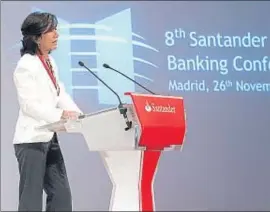  ?? JAVIER VÁZQUEZ ?? Ana Botín, ayer en la Ciudad Financiera del banco, donde fue el evento