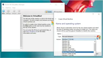  ??  ?? If VirtualBox only shows options for 32-bit OS installati­ons, make sure virtualiza­tion is switched on in your machine’s BIOS or UEFI.