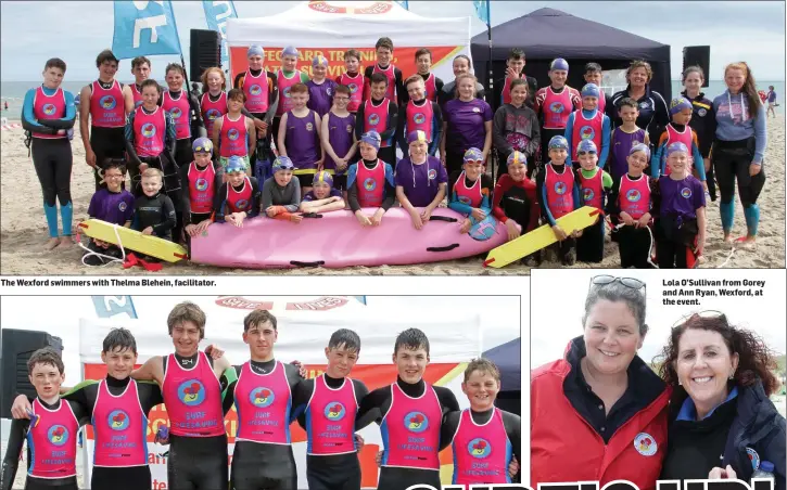  ??  ?? The Wexford swimmers with Thelma Blehein, facilitato­r. The under 14 Wexford Boys team: Cathal Byrne, Ronan Cleary, Ross Wallace, Ross O’Loughlan, John Kenny, Adam Cleary and John Milne. Lola O’Sullivan from Gorey and Ann Ryan, Wexford, at the event.