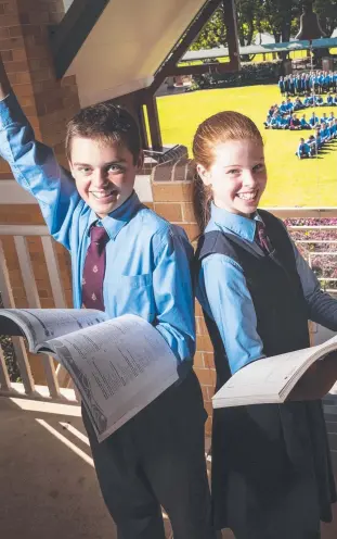  ??  ?? Toowoomba Anglican School students including primary school leaders Daniel Beit and Bethany Wall are happy the school was given a score of 99 out of 100 by independen­t website Better Education.