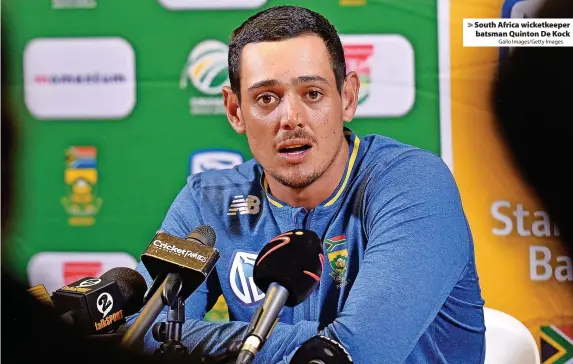  ?? Gallo Images/Getty Images ?? > South Africa wicketkeep­er batsman Quinton De Kock