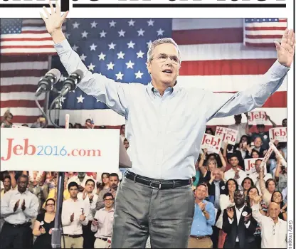  ??  ?? MAKING IT OFFICIAL: Jeb Bush launches his campaign for president in Miami on Monday.