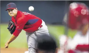  ?? MARK WEBER / THE COMMERCIAL APPEA ?? St. Louis starter and winner Marco Gonzales pitched 5 2/3 innings Friday in the Cardinals’ 8-1 victory over the Redbirds at AutoZone Park. He gave up all three Redbirds hits and struck out four. Tim Cooney got the loss.