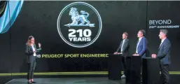  ??  ?? Peugeot executives take questions at the livestream­ed event for the French car maker’s 210th anniversar­y and Peugeot 508 Sport Engineered reveal.