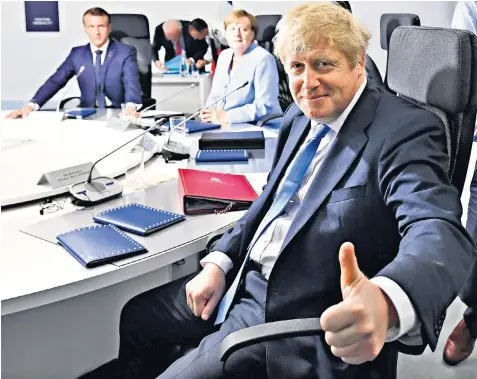  ??  ?? As the G7 summit in Biarritz, France, closed yesterday Boris Johnson said he was now ‘marginally more optimistic’ about the prospects of reaching a Brexit agreement with the EU