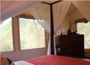  ??  ?? Chambre au Fairmont Mara Safari Club, situé au coeur de la réserve du Masai Mara.