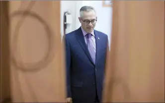  ?? Canadian Press file photo ?? MP Tony Clement waits to be introduced to supporters at a rally in Mississaug­a, Ont., to announce his candidacy for the leadership of the federal Conservati­ve party on July 12, 2016. Clement was dumped from the Conservati­ve caucus this week after admitting to sending someone sexually explicit images and a video.