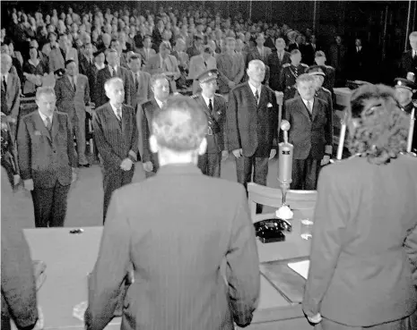  ?? Na konci července 1946 vynesl Národní soud rozsudek nad protektorá­tní vládou. Foto: archiv ČTK ??