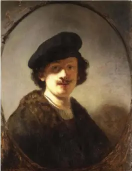  ??  ?? Rembrandt (1606-1669) « Autoportra­it au regard plongé dans l’ombre », 1634.