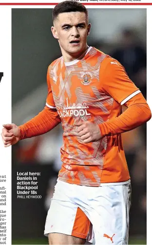  ?? PHILL HEYWOOD ?? Local hero: Daniels in action for Blackpool Under 18s