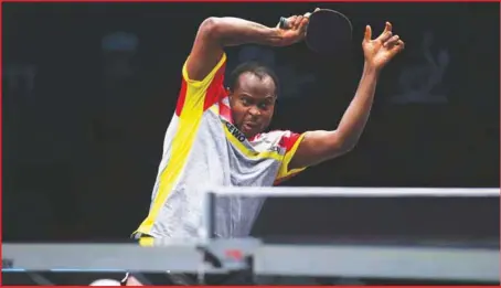  ??  ?? Quadri Aruna in action yesterday at the World Table Tennis Series in Doha, Qatar