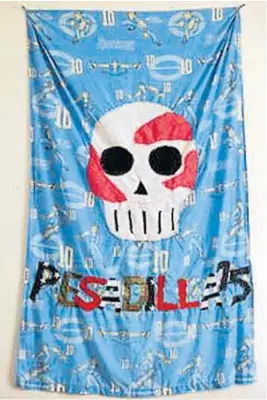  ?? PRENSA MUSEO CARAFFA ?? “PESADILLA 75”. La obra es una calavera bordada sobre una sábana infantil.