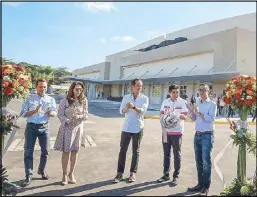  ??  ?? Photo shows (from left) ABS-CBN chairman Mark Lopez, Rep. Florida Robes, ABS-CBN chairman emeritus Eugenio Lopez III, Mayor Arthur Robes, and ABS-CBN president and chief executive officer Carlo Katigbak during the unveiling of the sound stages in Bulacan.