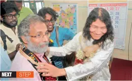  ??  ?? Human Rights activist Irom Sharmila ties the nuptial knot with her British boyfriend Desmond Coutinho at the sub-registrar office in Kodaikanal on Thursday. — DC