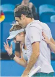  ??  ?? Roger Federer and Belinda Bencic after their win in Perth.